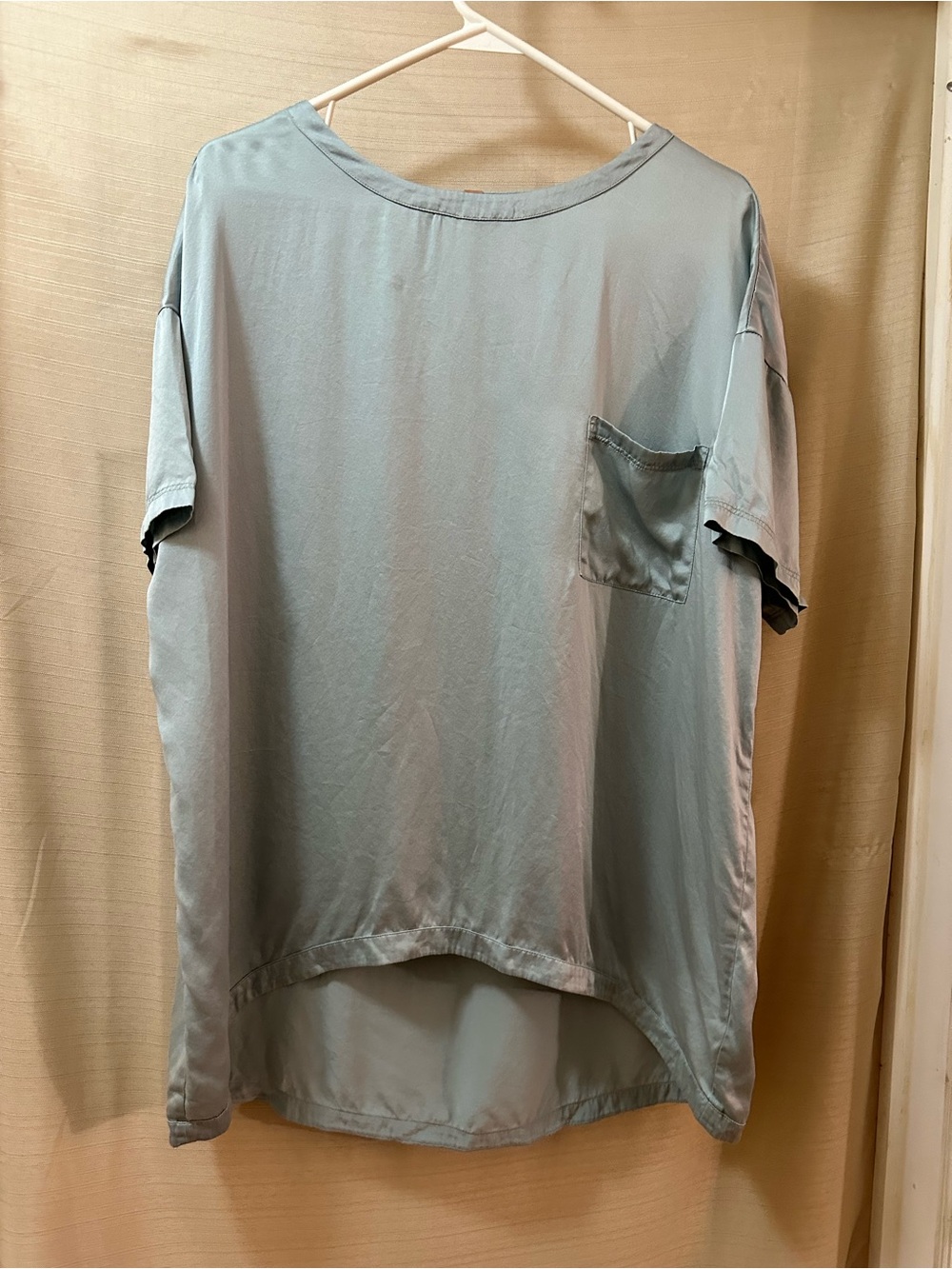 Lunya Washable Silk Pajama Set Blue Short Sleeve Top Shorts XS Sleepwear